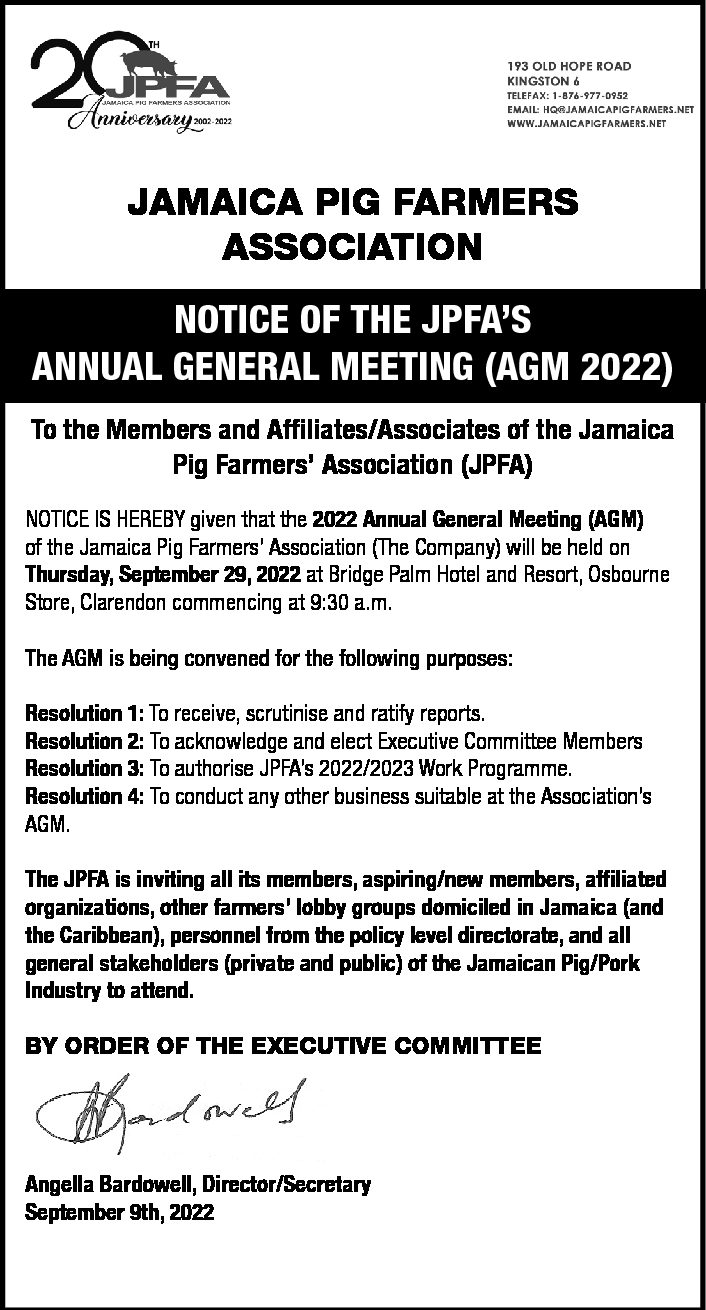 NOTICE OF THE JPFA’S ANNUAL GENERAL MEETING (AGM 2022)