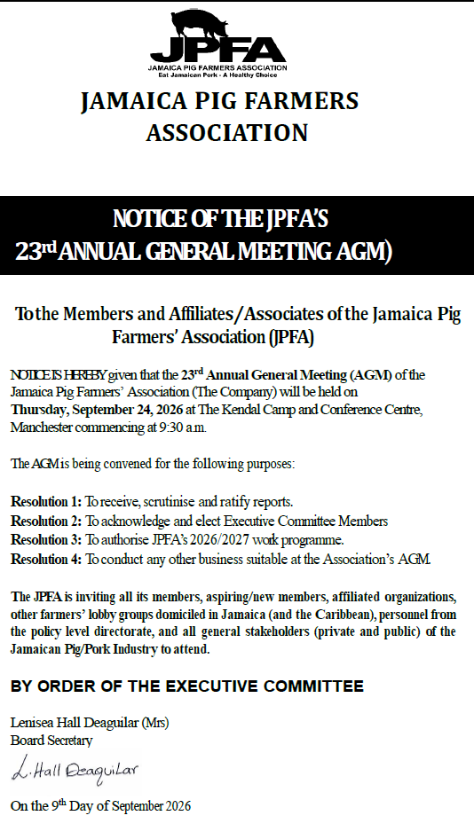 Notice of the JPFA Annual Meeting – 2026